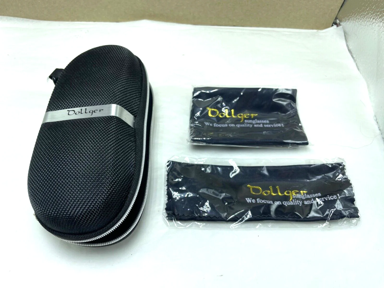 DOLLGER Eyeglasses Sunglasses Zipper Travel Case Protector Cloth Belt Strap Clip