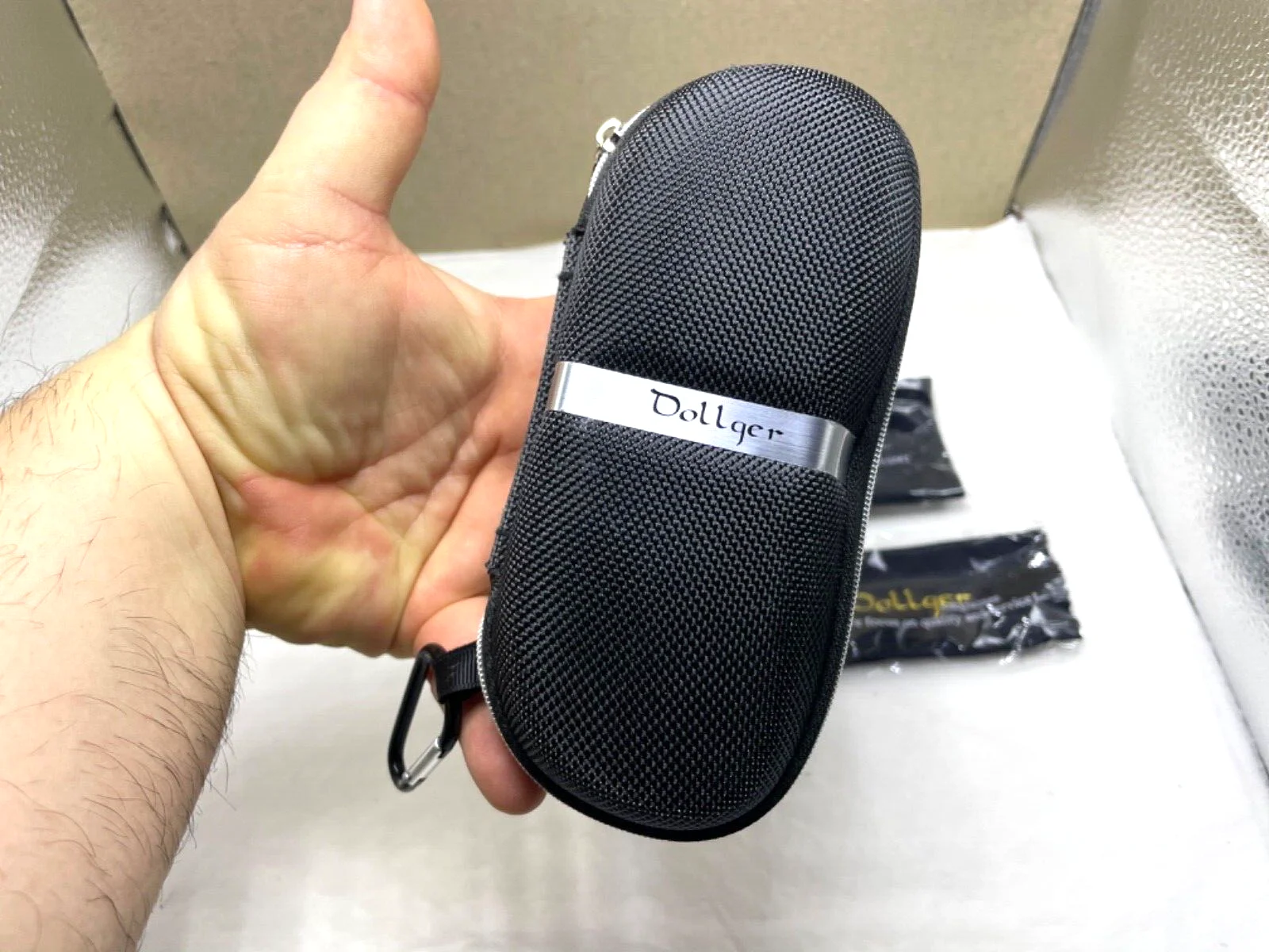 DOLLGER Eyeglasses Sunglasses Zipper Travel Case Protector Cloth Belt Strap Clip 2