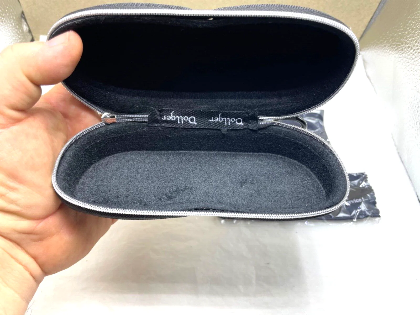 DOLLGER Eyeglasses Sunglasses Zipper Travel Case Protector Cloth Belt Strap Clip 3